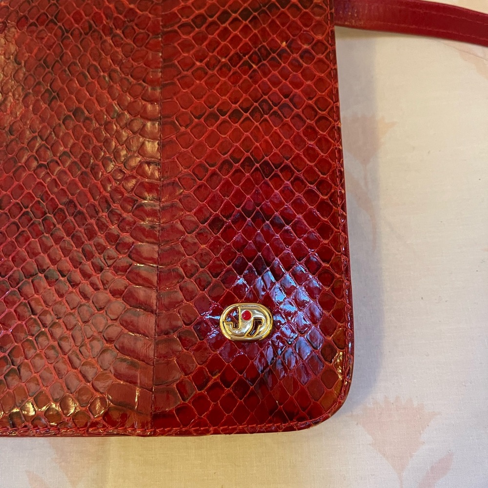 Vintage Python Leather Convertible Shoulder Bag - image 4